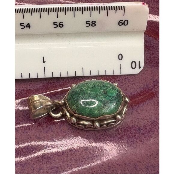 Vintage sterling silver turquoise handmade pendant. - Picture 9 of 9
